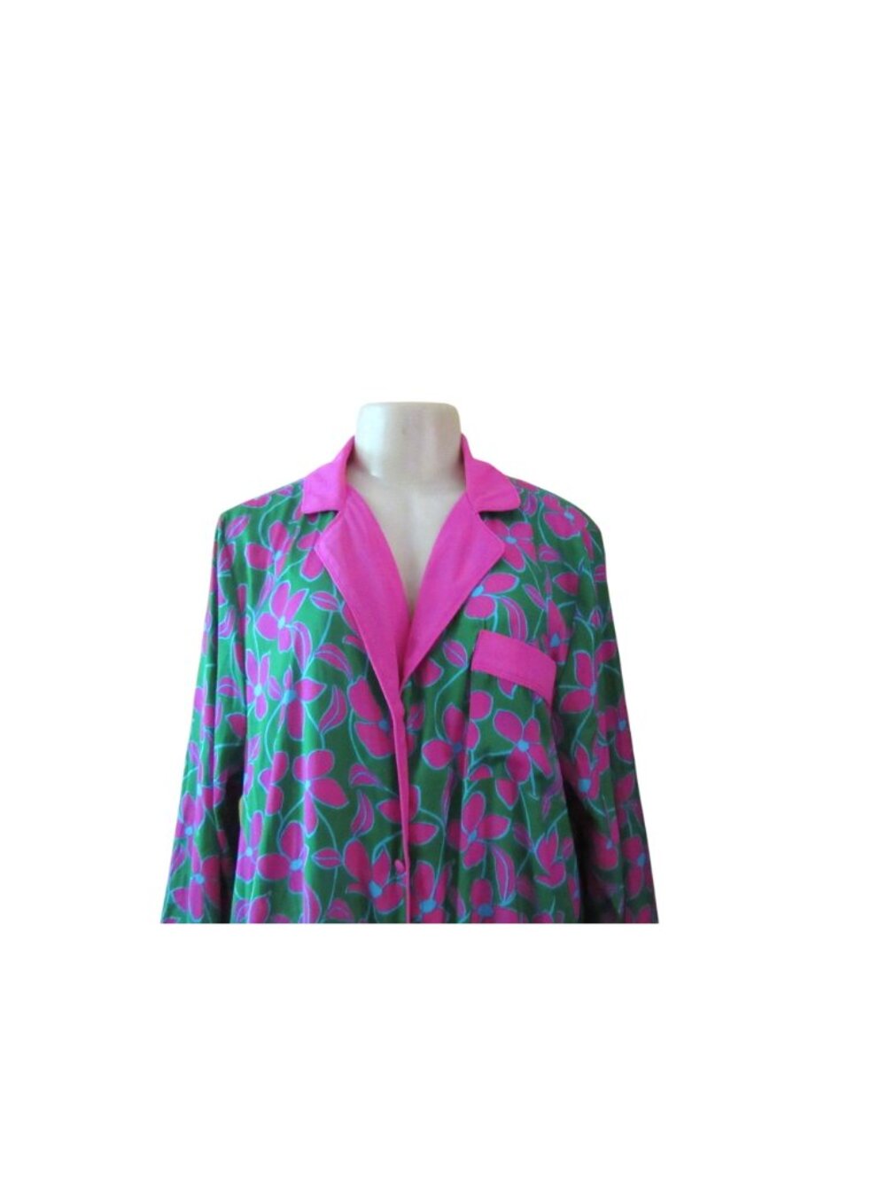 Kate Spade Floral Green Pink Full Length Nightgown Lounge Dress SZ XL - Picture 3 of 9